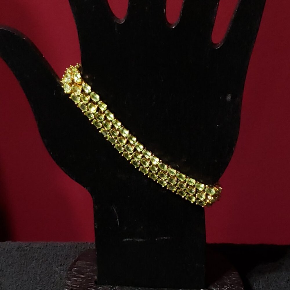 Gold-Sterling Silver Genuine Peridot Bracelet August